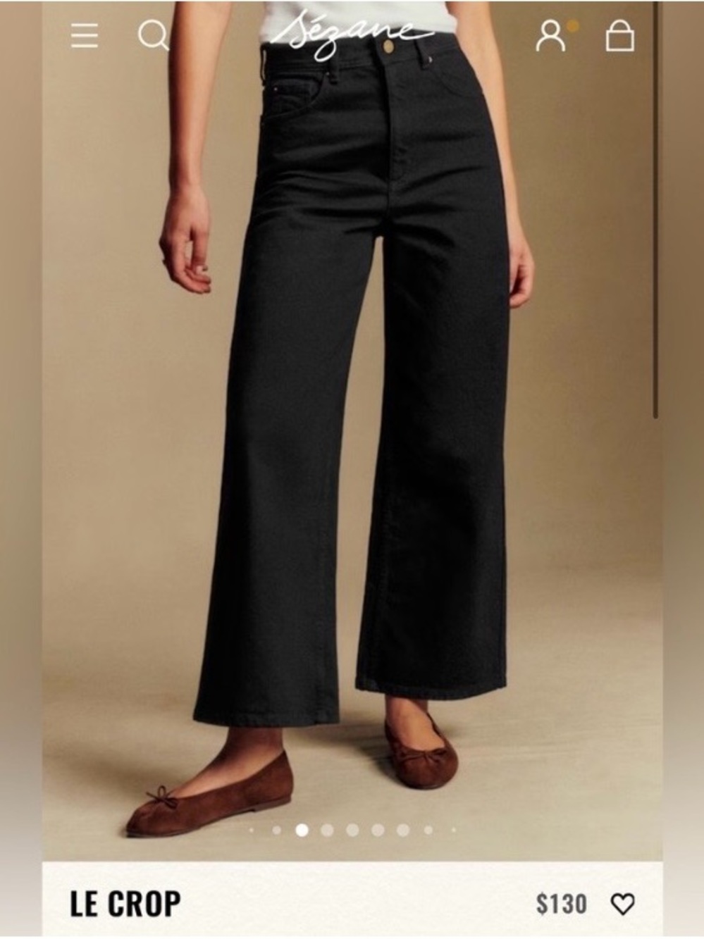 Sezane Le Crop Wide-Leg Jeans in Black